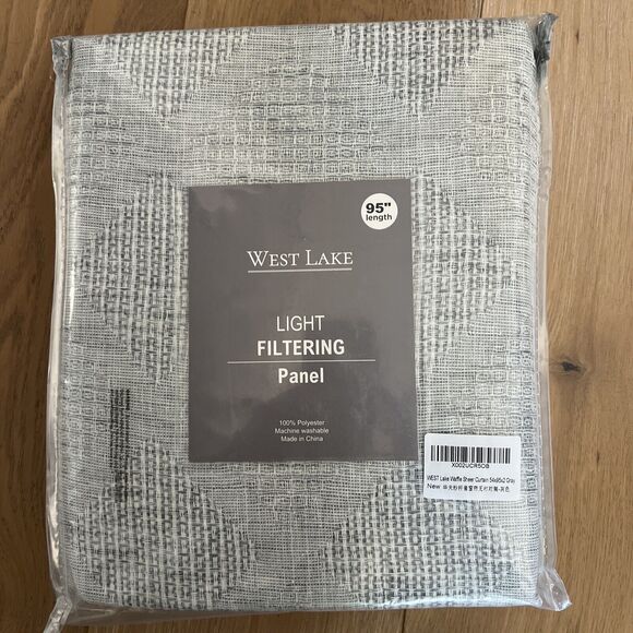 New! West Lake Faux Light Filtering 54x95 Waffle Sheer 2 Panels Curtains Drapes - Picture 1 of 4